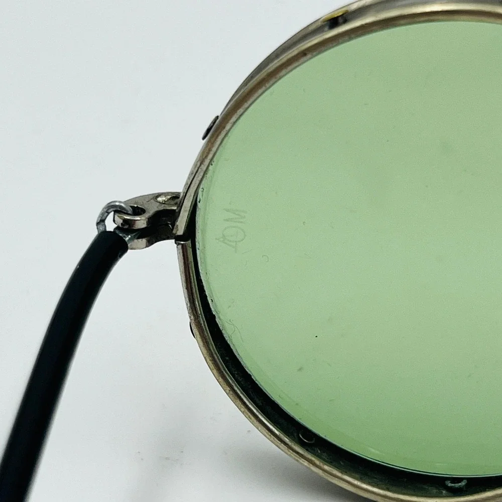 VTG MOA Round Green Safety Glasses Steampunk Industrial Side Shield Wire